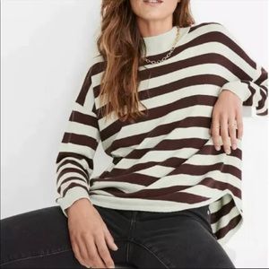 Madewell Brown and Green Mockneck Sweater